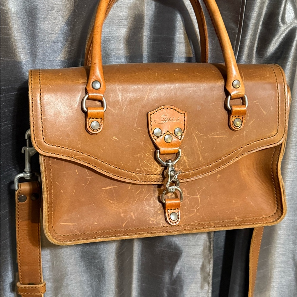 Saddleback Leather Co. Satchel Purse Tobacco Brown with removable strap
